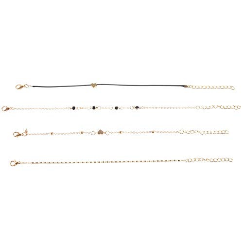 Xbsduih 4 Teile/Satz Vintage Klassische Liebe Perlen Runde Handgemachte Fußkettchen Mode Mehrschichtige Fußkettchen Set Weibliche Persönlichkeit Schmuck von Xbsduih
