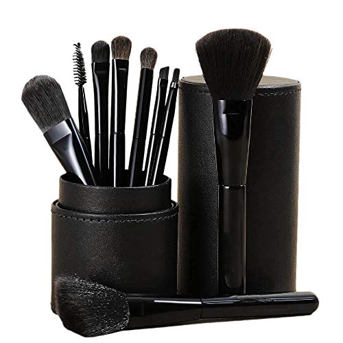 Xbsduih Make-Up Pinsel 9 StüCk Foundation Pinsel Mischen Gesichts Puder Pinsel Concealers Lidschatten Pinsel Set mit Tube Schwarz von Xbsduih