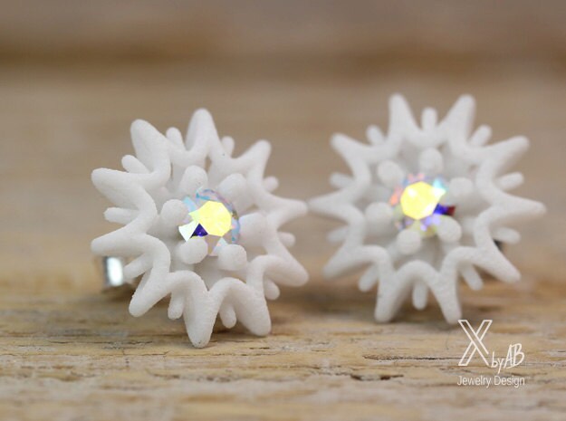 Weihnachtsstern Ohrringe Mit Stein, Blumen Ohrstecker, Winterschmuck, Weiß, Winter Hochzeit, Geschenk Für Mutter von XbyAB