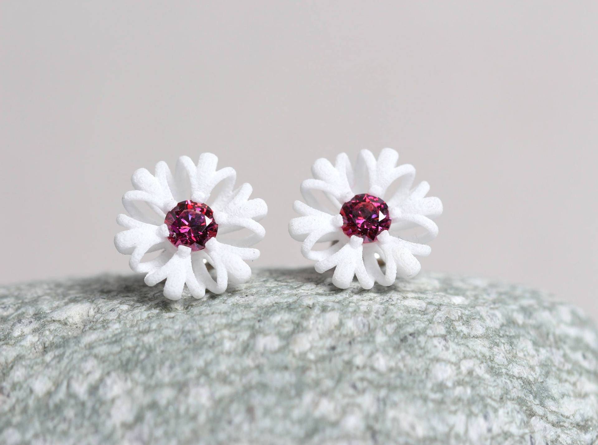 Weiße Blumen Ohrringe Große Ohrstecker Mit Steinen, Weihnachtsgeschenk Für Frau Weiße Blumen Ohrringe Große Ohrstecker Mit Steinen, Weihnachtsgeschenk Für Frau von XbyAB