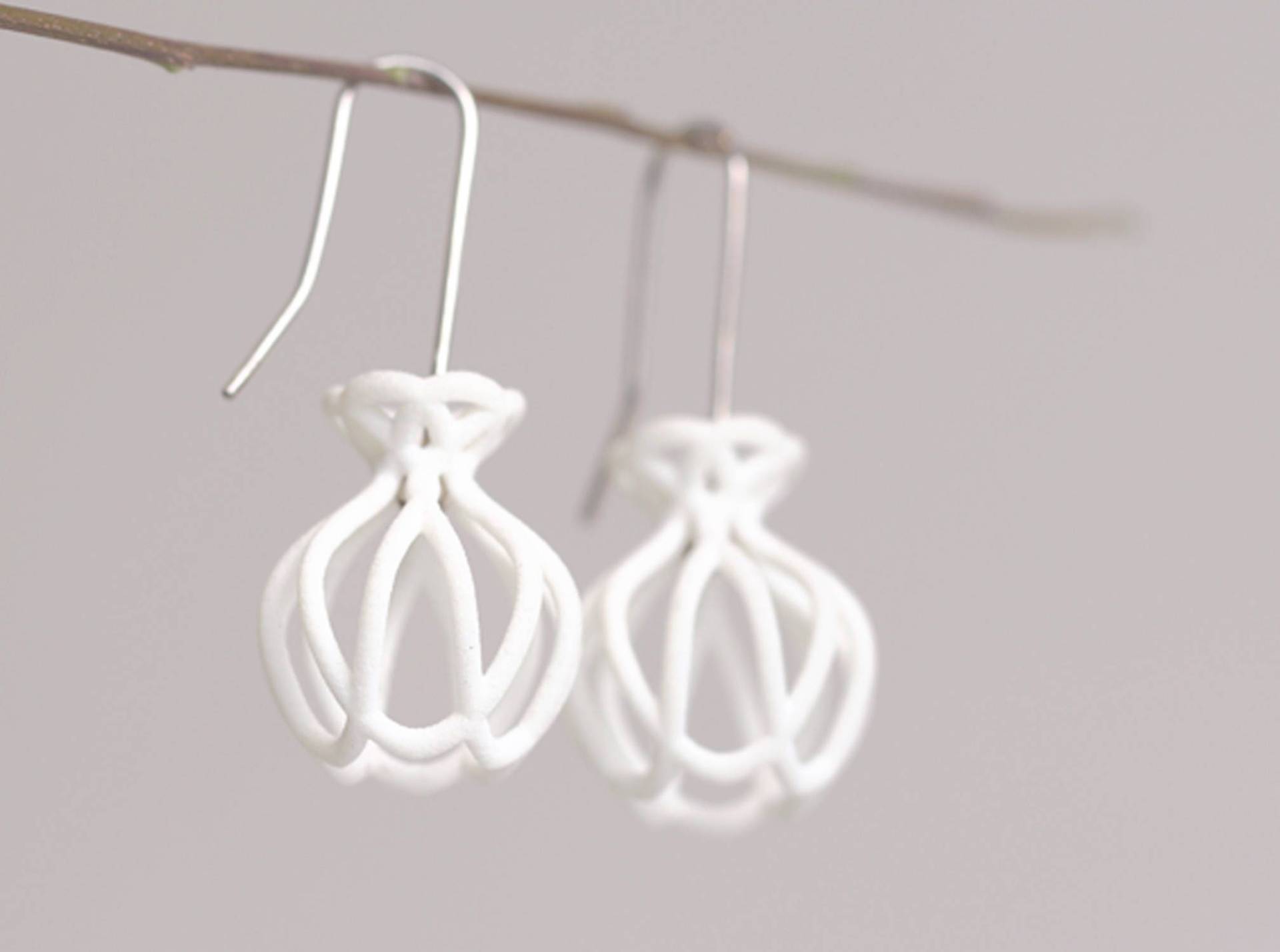 Weiße Blumen Ohrringe Mit Silber, Große Leicht, Blütenohrhänger Weiß, Blüten Blumenschmuck von XbyAB
