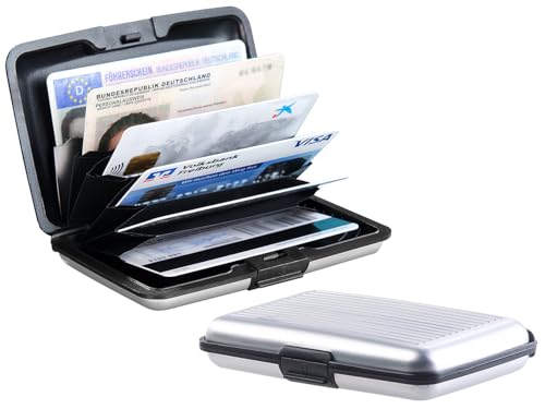 Xcase RFID Schutz-Kartenetui: 2er-Set edle RFID-Kartenetuis aus Aluminium, Schutz für 6 Chip-Karten (EC-Kartenetui, RFID-Kreditkartenetui) von Xcase