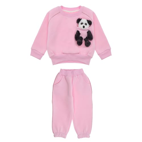 Xclusive Line by KIDS OF HEART Kinder Jogginganzug rosa mit Teddy, Größe 110, Trainingsanzug aus Hose und Pullover mit Klett für Kuscheltier von Xclusive Line