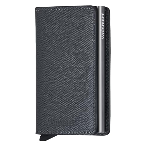 Xclusive Line by WalSmart Slim Wallet aus Safiano Leder, Grau, Kartenetui für bis zu 7 Karten, magnetisches Cover von Xclusive Line