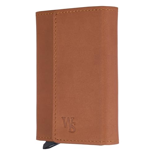 Xclusive Line by WalSmart Smart Wallet aus Cotton Leder, Braun, Geldbörse mit Knopfverschluss für bis zu 7 Karten, RFID Schutz von Xclusive Line