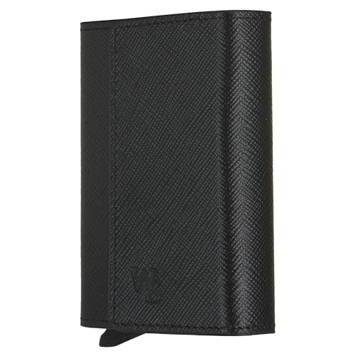 Xclusive Line by WalSmart Smart Wallet aus Safiano Leder, schwarz, Geldbörse mit Knopfverschluss für bis zu 7 Karten, RFID Schutz von Xclusive Line