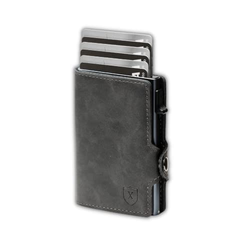 Xclusive Leder Slim Wallet for Men,Trifold RFID Wallet,Luxuriöser Kartenhalter & minimalistische Geldbörse mit Geldklammer, grau dunkel, Dreifach faltbare Brieftasche mit einfachem Zugriff auf Karten Xclusive Leder Slim Wallet for Men,Trifold RFID Wallet,Luxuriöser Kartenhalter & minimalistische Geldbörse mit Geldklammer, grau dunkel, Dreifach faltbare Brieftasche mit einfachem Zugriff auf Karten von Xclusive