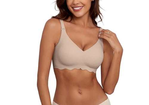 Xcutting Silky BHS Keine Unterwäsche V-Ausschnitt Bralettes für Frauen Cloud Feel Everyday T Shirt BH mit Extender von Xcutting