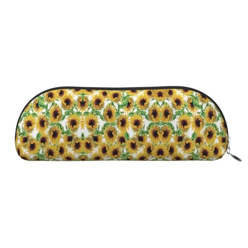 Xcwzbls 1 Federmäppchen aus Leder, halbrunde Sonnenblumen, große Kapazität, Aufbewahrungstasche, Reisetasche, Make-up-Kosmetiktasche, silber, Einheitsgröße, Taschen-Organizer Xcwzbls 1 Federmäppchen aus Leder, halbrunde Sonnenblumen, große Kapazität, Aufbewahrungstasche, Reisetasche, Make-up-Kosmetiktasche, silber, Einheitsgröße, Taschen-Organizer von Xcwzbls