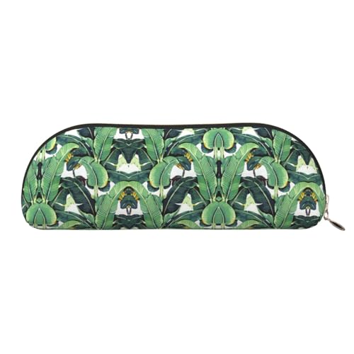 Xcwzbls Federmäppchen aus Leder, halbrund, Bananenblätter, großes Fassungsvermögen, Aufbewahrungstasche, Reisetasche, Make-up-Kosmetiktasche, gold, Einheitsgröße, Taschen-Organizer von Xcwzbls
