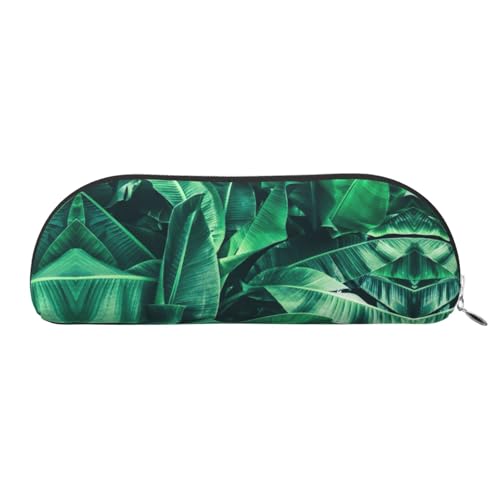 Xcwzbls Federmäppchen aus Leder, halbrund, Bananenblatt, großes Fassungsvermögen, Aufbewahrungstasche, Reisetasche, Make-up-Kosmetiktasche, silber, Einheitsgröße, Taschen-Organizer von Xcwzbls