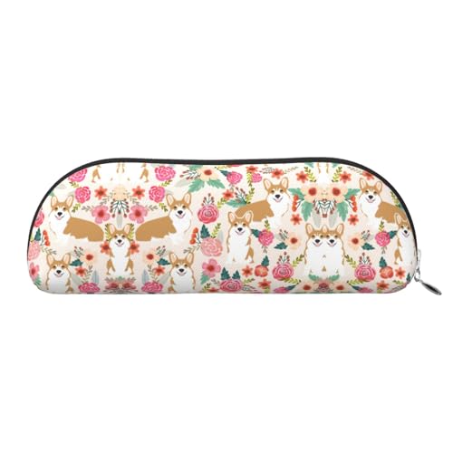 Xcwzbls Federmäppchen aus Leder, halbrund, Blumenmuster, große Kapazität, Aufbewahrungstasche, Reisetasche, Make-up-Kosmetiktasche, silber, Einheitsgröße, Taschen-Organizer von Xcwzbls