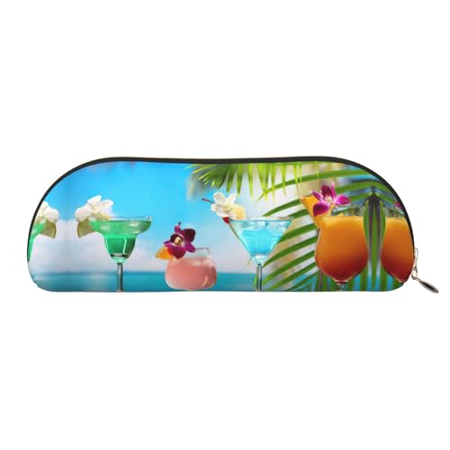 Xcwzbls Federmäppchen aus Leder, halbrund, Cocktails, große Kapazität, Aufbewahrungstasche, Reisetasche, Make-up-Kosmetiktasche, gold, Einheitsgröße, Taschen-Organizer von Xcwzbls
