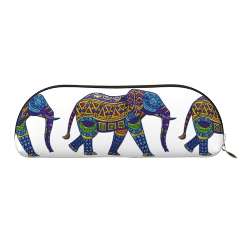 Xcwzbls Federmäppchen aus Leder, halbrund, Elefant, große Kapazität, Aufbewahrungstasche, Reisetasche, Make-up-Kosmetiktasche, gold, Einheitsgröße, Taschen-Organizer von Xcwzbls