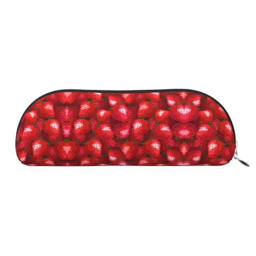 Xcwzbls Federmäppchen aus Leder, halbrund, Erdbeere, großes Fassungsvermögen, Aufbewahrungstasche, Reisetasche, Make-up-Kosmetiktasche, silber, Einheitsgröße, Taschen-Organizer Xcwzbls Federmäppchen aus Leder, halbrund, Erdbeere, großes Fassungsvermögen, Aufbewahrungstasche, Reisetasche, Make-up-Kosmetiktasche, silber, Einheitsgröße, Taschen-Organizer von Xcwzbls