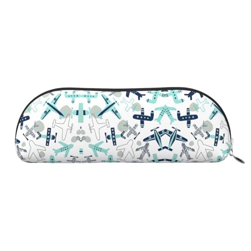 Xcwzbls Federmäppchen aus Leder, halbrund, Flugzeug, großes Fassungsvermögen, Aufbewahrungstasche, Reisetasche, Make-up-Kosmetiktasche, silber, Einheitsgröße, Taschen-Organizer von Xcwzbls