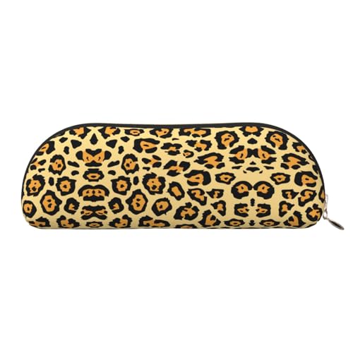 Xcwzbls Federmäppchen aus Leder, halbrund, Leopardenmuster, große Kapazität, Aufbewahrungstasche, Reisetasche, Make-up-Kosmetiktasche, gold, Einheitsgröße, Taschen-Organizer von Xcwzbls