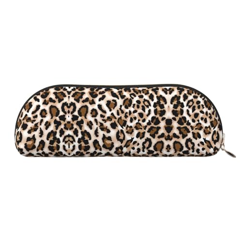 Xcwzbls Federmäppchen aus Leder, halbrund, Leopardenmuster, große Kapazität, Aufbewahrungstasche, Reisetasche, Make-up-Kosmetiktasche, gold, Einheitsgröße, Taschen-Organizer von Xcwzbls