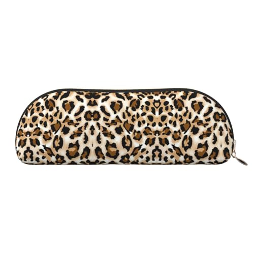 Xcwzbls Federmäppchen aus Leder, halbrund, Leopardenmuster, große Kapazität, Aufbewahrungstasche, Reisetasche, Make-up-Kosmetiktasche, gold, Einheitsgröße, Taschen-Organizer von Xcwzbls