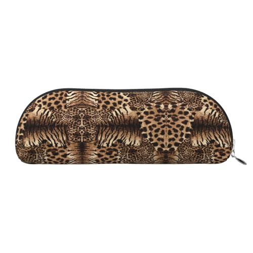 Xcwzbls Federmäppchen aus Leder, halbrund, Leopardenmuster, große Kapazität, Aufbewahrungstasche, Reisetasche, Make-up-Kosmetiktasche, silber, Einheitsgröße, Taschen-Organizer Xcwzbls Federmäppchen aus Leder, halbrund, Leopardenmuster, große Kapazität, Aufbewahrungstasche, Reisetasche, Make-up-Kosmetiktasche, silber, Einheitsgröße, Taschen-Organizer von Xcwzbls
