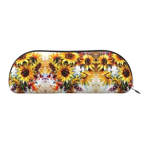 Xcwzbls Federmäppchen aus Leder, halbrund, Motiv: Sonnenblume, großes Fassungsvermögen, Aufbewahrungstasche, Reisetasche, Make-up-Kosmetiktasche, silber, Einheitsgröße, Taschen-Organizer Xcwzbls Federmäppchen aus Leder, halbrund, Motiv: Sonnenblume, großes Fassungsvermögen, Aufbewahrungstasche, Reisetasche, Make-up-Kosmetiktasche, silber, Einheitsgröße, Taschen-Organizer von Xcwzbls