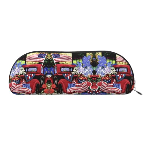 Xcwzbls Federmäppchen aus Leder, halbrund, Patriotisches LKW-Federmäppchen, große Kapazität, Aufbewahrungstasche, Reisetasche, Make-up-Kosmetiktasche, silber, Einheitsgröße, Taschen-Organizer Xcwzbls Federmäppchen aus Leder, halbrund, Patriotisches LKW-Federmäppchen, große Kapazität, Aufbewahrungstasche, Reisetasche, Make-up-Kosmetiktasche, silber, Einheitsgröße, Taschen-Organizer von Xcwzbls