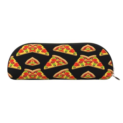 Xcwzbls Federmäppchen aus Leder, halbrund, Pizza, großes Fassungsvermögen, Aufbewahrungstasche, Reisetasche, Make-up-Kosmetiktasche, gold, Einheitsgröße, Taschen-Organizer von Xcwzbls