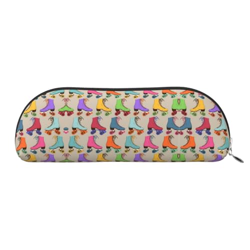Xcwzbls Federmäppchen aus Leder, halbrund, Retro, bunt, Rollschuhe, große Kapazität, Aufbewahrungstasche, Reisetasche, Make-up-Kosmetiktasche, silber, Einheitsgröße, Taschen-Organizer Xcwzbls Federmäppchen aus Leder, halbrund, Retro, bunt, Rollschuhe, große Kapazität, Aufbewahrungstasche, Reisetasche, Make-up-Kosmetiktasche, silber, Einheitsgröße, Taschen-Organizer von Xcwzbls
