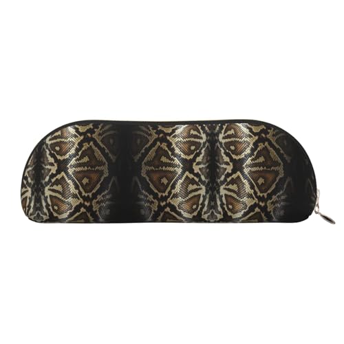 Xcwzbls Federmäppchen aus Leder, halbrund, Schlangenhaut-Design, große Kapazität, Aufbewahrungstasche, Reisetasche, Make-up-Kosmetiktasche, gold, Einheitsgröße, Taschen-Organizer von Xcwzbls