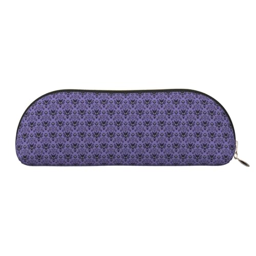 Xcwzbls Federmäppchen aus Leder, halbrund, Spukhaus, großes Fassungsvermögen, Aufbewahrungstasche, Reisetasche, Make-up-Kosmetiktasche, gold, Einheitsgröße, Taschen-Organizer von Xcwzbls