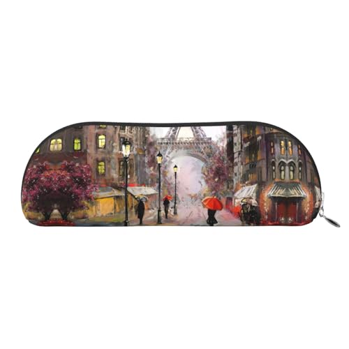 Xcwzbls Federmäppchen aus Leder, halbrund, Straße, Paris, großes Fassungsvermögen, Aufbewahrungstasche, Reisetasche, Make-up-Kosmetiktasche, silber, Einheitsgröße, Taschen-Organizer Xcwzbls Federmäppchen aus Leder, halbrund, Straße, Paris, großes Fassungsvermögen, Aufbewahrungstasche, Reisetasche, Make-up-Kosmetiktasche, silber, Einheitsgröße, Taschen-Organizer von Xcwzbls