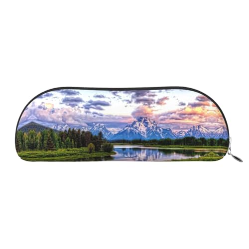 Xcwzbls Federmäppchen aus Leder, halbrund, Teton-Nationalpark, große Kapazität, Aufbewahrungstasche, Reisetasche, Make-up-Kosmetiktasche, silber, Einheitsgröße, Taschen-Organizer Xcwzbls Federmäppchen aus Leder, halbrund, Teton-Nationalpark, große Kapazität, Aufbewahrungstasche, Reisetasche, Make-up-Kosmetiktasche, silber, Einheitsgröße, Taschen-Organizer von Xcwzbls