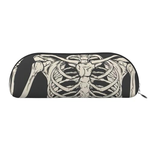 Xcwzbls Federmäppchen aus Leder, halbrund, Totenkopf-Design, Skelettknochen, große Kapazität, Aufbewahrungstasche, Reisetasche, Make-up-Kosmetiktasche, silber, Einheitsgröße, Taschen-Organizer Xcwzbls Federmäppchen aus Leder, halbrund, Totenkopf-Design, Skelettknochen, große Kapazität, Aufbewahrungstasche, Reisetasche, Make-up-Kosmetiktasche, silber, Einheitsgröße, Taschen-Organizer von Xcwzbls