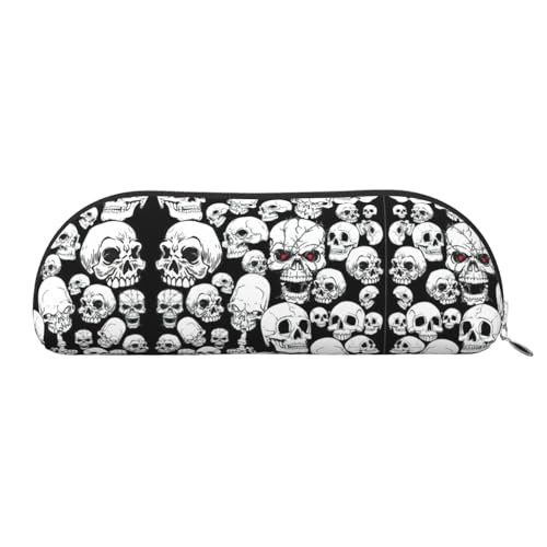 Xcwzbls Federmäppchen aus Leder, halbrund, Totenkopf-Design, große Kapazität, Aufbewahrungstasche, Reisetasche, Make-up-Kosmetiktasche, silber, Einheitsgröße, Taschen-Organizer Xcwzbls Federmäppchen aus Leder, halbrund, Totenkopf-Design, große Kapazität, Aufbewahrungstasche, Reisetasche, Make-up-Kosmetiktasche, silber, Einheitsgröße, Taschen-Organizer von Xcwzbls