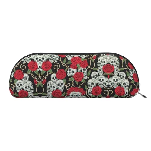 Xcwzbls Federmäppchen aus Leder, halbrund, Totenkopf und rote Rose, große Kapazität, Aufbewahrungstasche, Reisetasche, Make-up-Kosmetiktasche, silber, Einheitsgröße, Taschen-Organizer Xcwzbls Federmäppchen aus Leder, halbrund, Totenkopf und rote Rose, große Kapazität, Aufbewahrungstasche, Reisetasche, Make-up-Kosmetiktasche, silber, Einheitsgröße, Taschen-Organizer von Xcwzbls