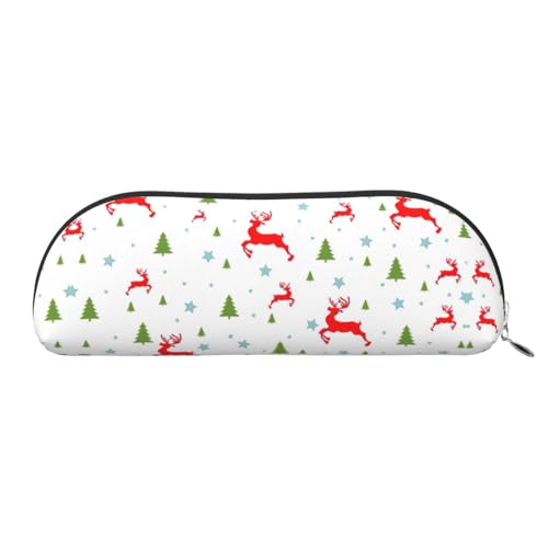 Xcwzbls Federmäppchen aus Leder, halbrund, Weihnachten, Urlaub, großes Fassungsvermögen, Aufbewahrungstasche, Reisetasche, Make-up-Kosmetiktasche, silber, Einheitsgröße, Taschen-Organizer von Xcwzbls