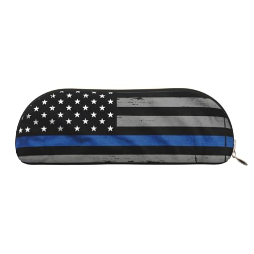 Xcwzbls Federmäppchen aus Leder, halbrund, amerikanisch, dünn, blaue Flagge, großes Fassungsvermögen, Aufbewahrungstasche, Reisetasche, Make-up-Kosmetiktasche, gold, Einheitsgröße, Taschen-Organizer von Xcwzbls