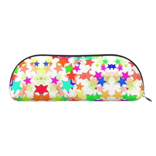 Xcwzbls Federmäppchen aus Leder, halbrund, bunt, Sternen, großes Fassungsvermögen, Aufbewahrungstasche, Reisetasche, Make-up-Kosmetiktasche, silber, Einheitsgröße, Taschen-Organizer Xcwzbls Federmäppchen aus Leder, halbrund, bunt, Sternen, großes Fassungsvermögen, Aufbewahrungstasche, Reisetasche, Make-up-Kosmetiktasche, silber, Einheitsgröße, Taschen-Organizer von Xcwzbls