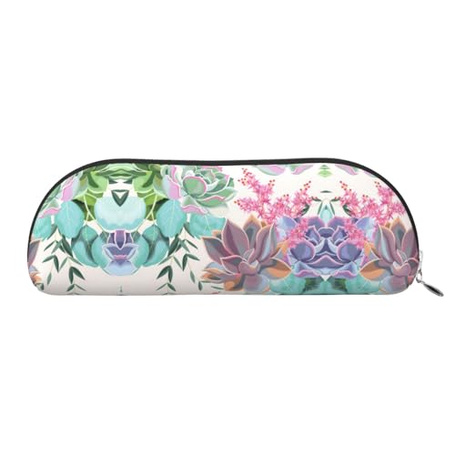 Xcwzbls Federmäppchen aus Leder, halbrund, bunt, Sukkulenten, große Kapazität, Aufbewahrungstasche, Reisetasche, Make-up-Kosmetiktasche, silber, Einheitsgröße, Taschen-Organizer Xcwzbls Federmäppchen aus Leder, halbrund, bunt, Sukkulenten, große Kapazität, Aufbewahrungstasche, Reisetasche, Make-up-Kosmetiktasche, silber, Einheitsgröße, Taschen-Organizer von Xcwzbls