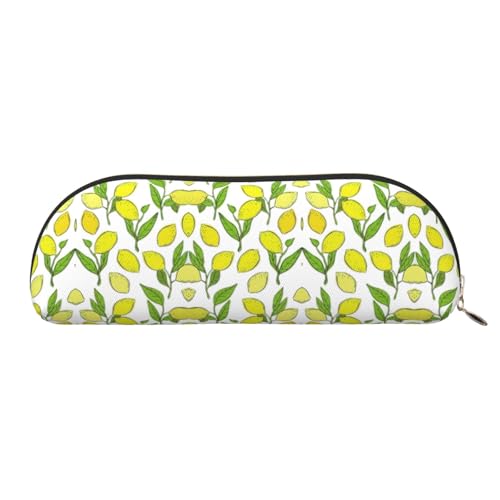 Xcwzbls Federmäppchen aus Leder, halbrund, gelbe frische Zitronen, große Kapazität, Aufbewahrungstasche, Reisetasche, Make-up-Kosmetiktasche, gold, Einheitsgröße, Taschen-Organizer von Xcwzbls