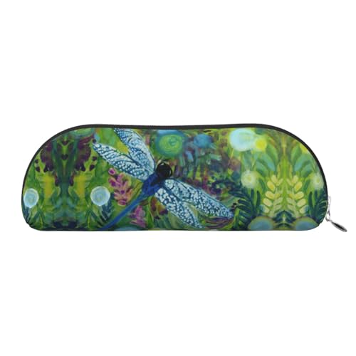 Xcwzbls Federmäppchen aus Leder, halbrund, handbemalt, blaue Libellen, große Kapazität, Aufbewahrungstasche, Reisetasche, Make-up-Kosmetiktasche, silber, Einheitsgröße, Taschen-Organizer Xcwzbls Federmäppchen aus Leder, halbrund, handbemalt, blaue Libellen, große Kapazität, Aufbewahrungstasche, Reisetasche, Make-up-Kosmetiktasche, silber, Einheitsgröße, Taschen-Organizer von Xcwzbls