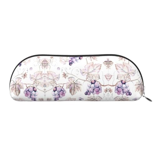 Xcwzbls Federmäppchen aus Leder, halbrund, mit Traubenblättern, große Kapazität, Aufbewahrungstasche, Reisetasche, Make-up-Kosmetiktasche, silber, Einheitsgröße, Taschen-Organizer von Xcwzbls