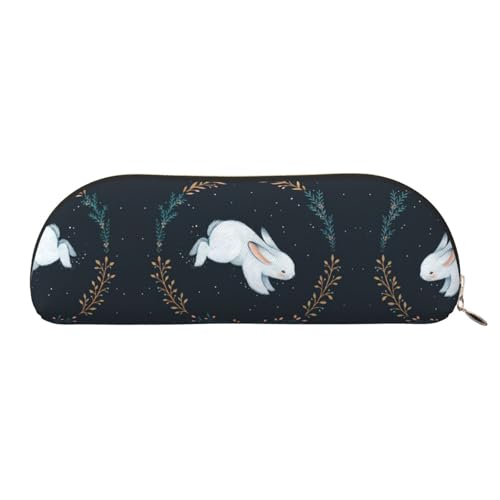 Xcwzbls Federmäppchen aus Leder, halbrund, niedlich, Kaninchen, großes Fassungsvermögen, Aufbewahrungstasche, Reisetasche, Make-up-Kosmetiktasche, gold, Einheitsgröße, Taschen-Organizer von Xcwzbls