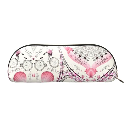 Xcwzbls Federmäppchen aus Leder, halbrund, romantisch, Motiv: Paris Eiffelturm, großes Fassungsvermögen, Aufbewahrungstasche, Reisetasche, Make-up, Kosmetiktasche, gold, Einheitsgröße von Xcwzbls