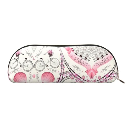 Xcwzbls Federmäppchen aus Leder, halbrund, romantisch, Motiv: Paris Eiffelturm, großes Fassungsvermögen, Aufbewahrungstasche, Reisetasche, Make-up-Kosmetiktasche, gold, Einheitsgröße von Xcwzbls