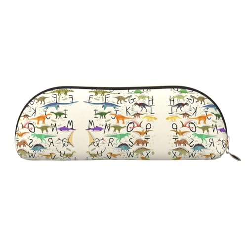 Xcwzbls Federmäppchen aus Leder, halbrund, stilvoll, mit Dinosauriern, großes Fassungsvermögen, Aufbewahrungstasche, Reisetasche, Make-up-Kosmetiktasche, gold, Einheitsgröße, Taschen-Organizer von Xcwzbls