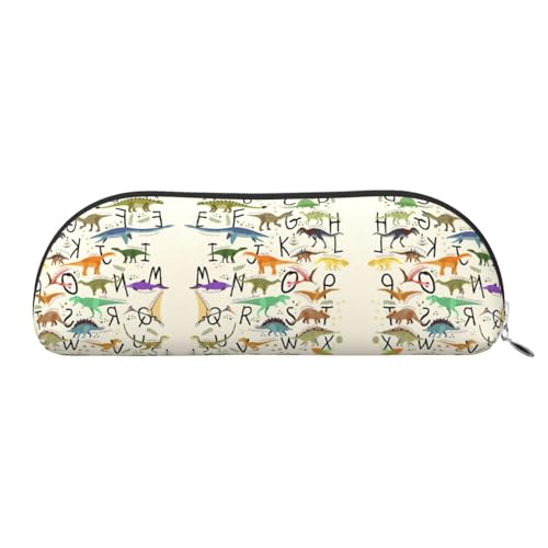 Xcwzbls Federmäppchen aus Leder, halbrund, stilvoll, mit Dinosauriern, großes Fassungsvermögen, Aufbewahrungstasche, Reisetasche, Make-up-Kosmetiktasche, silber, Einheitsgröße, Taschen-Organizer von Xcwzbls