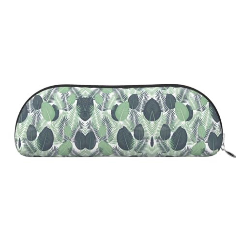 Xcwzbls Federmäppchen aus Leder, halbrund, tropische Blätter, große Kapazität, Aufbewahrungstasche, Reisetasche, Make-up-Kosmetiktasche, silber, Einheitsgröße, Taschen-Organizer Xcwzbls Federmäppchen aus Leder, halbrund, tropische Blätter, große Kapazität, Aufbewahrungstasche, Reisetasche, Make-up-Kosmetiktasche, silber, Einheitsgröße, Taschen-Organizer von Xcwzbls