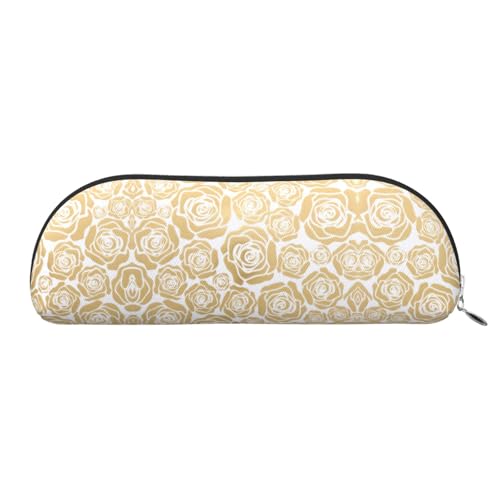 Xcwzbls Federmäppchen aus Leder, halbrund, viele goldene Blumen, große Kapazität, Aufbewahrungstasche, Reisetasche, Make-up-Kosmetiktasche, silber, Einheitsgröße, Taschen-Organizer Xcwzbls Federmäppchen aus Leder, halbrund, viele goldene Blumen, große Kapazität, Aufbewahrungstasche, Reisetasche, Make-up-Kosmetiktasche, silber, Einheitsgröße, Taschen-Organizer von Xcwzbls