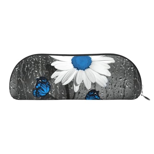 Xcwzbls Federmäppchen aus Leder, halbrund, weißes blaues Gänseblümchen, große Kapazität, Aufbewahrungstasche, Reisetasche, Make-up-Kosmetiktasche, silber, Einheitsgröße, Taschen-Organizer Xcwzbls Federmäppchen aus Leder, halbrund, weißes blaues Gänseblümchen, große Kapazität, Aufbewahrungstasche, Reisetasche, Make-up-Kosmetiktasche, silber, Einheitsgröße, Taschen-Organizer von Xcwzbls